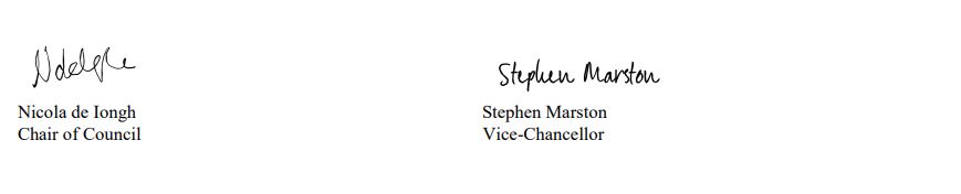 Nicola de Iongh and Stephen Marston signatures