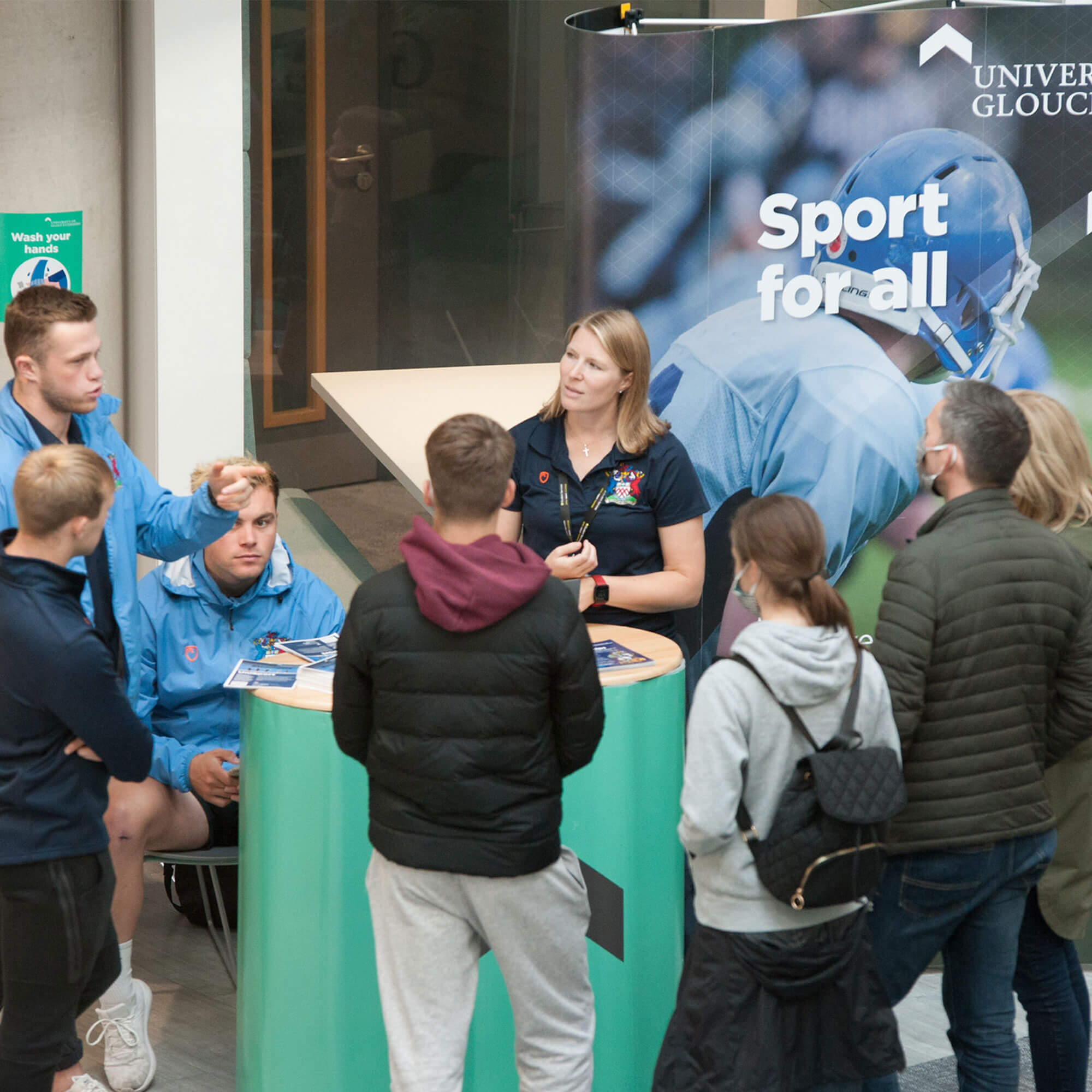 Students talking to visitors on Open Day