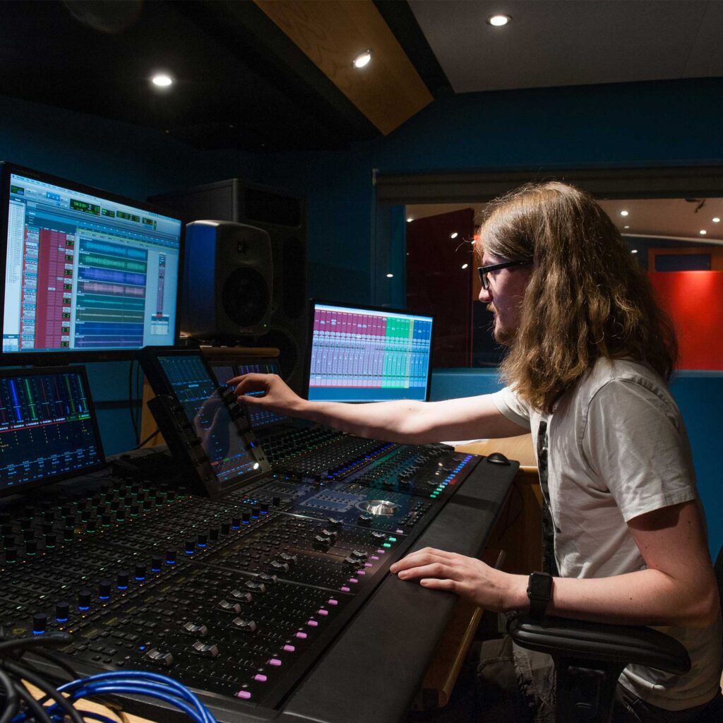 Student in music studio