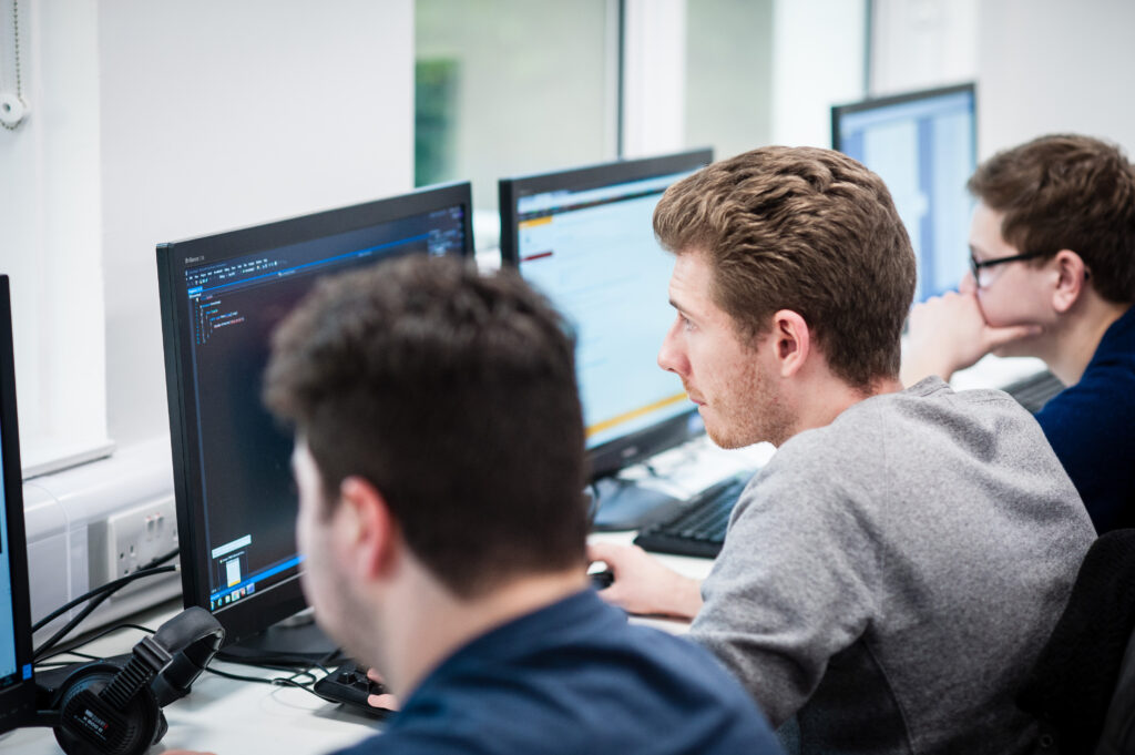 Students looking at computer screens