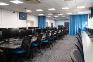 Computing suite at FuturePark showing numerous workstations in a large room.