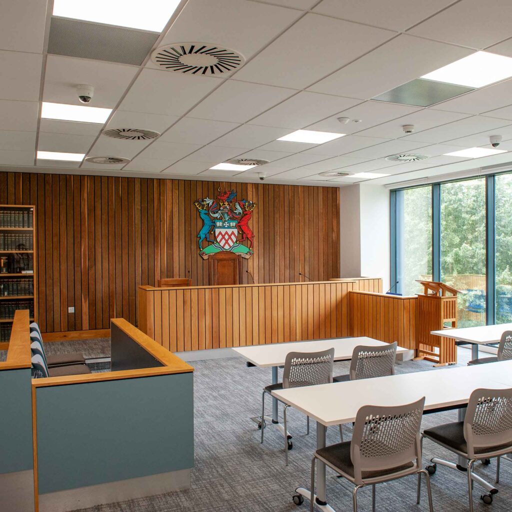 The Moot Court in the Business School at Oxstalls.