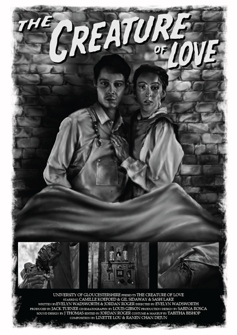 black and white image of poster for student film The Creature of Love